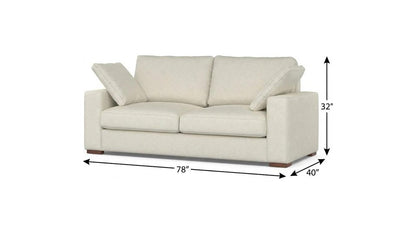 78" Cream Fabric Sofa With Brown Legs