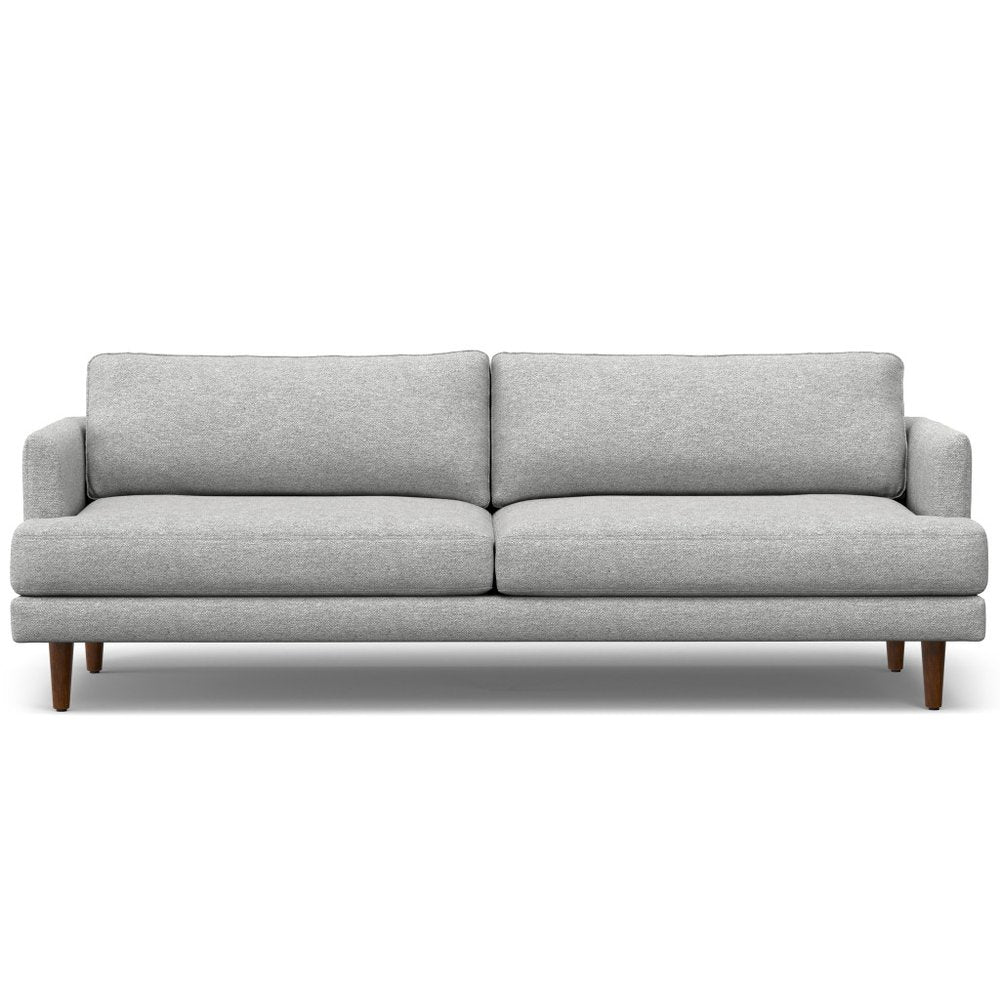 90" Gray Fabric Sofa With Brown Legs