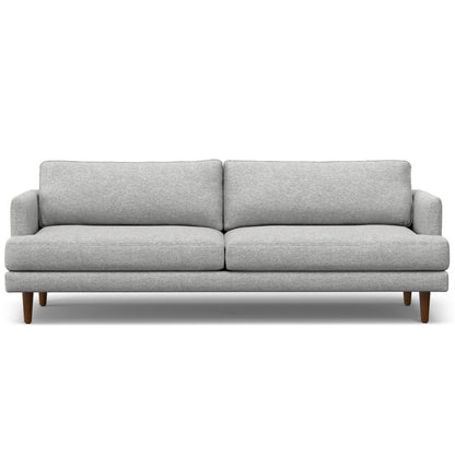 90" Gray Fabric Sofa With Brown Legs