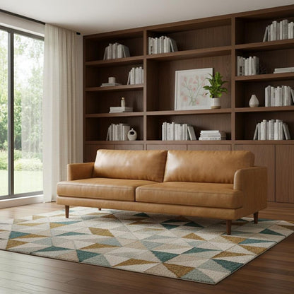 90" Sienna Leather Sofa With Brown Legs