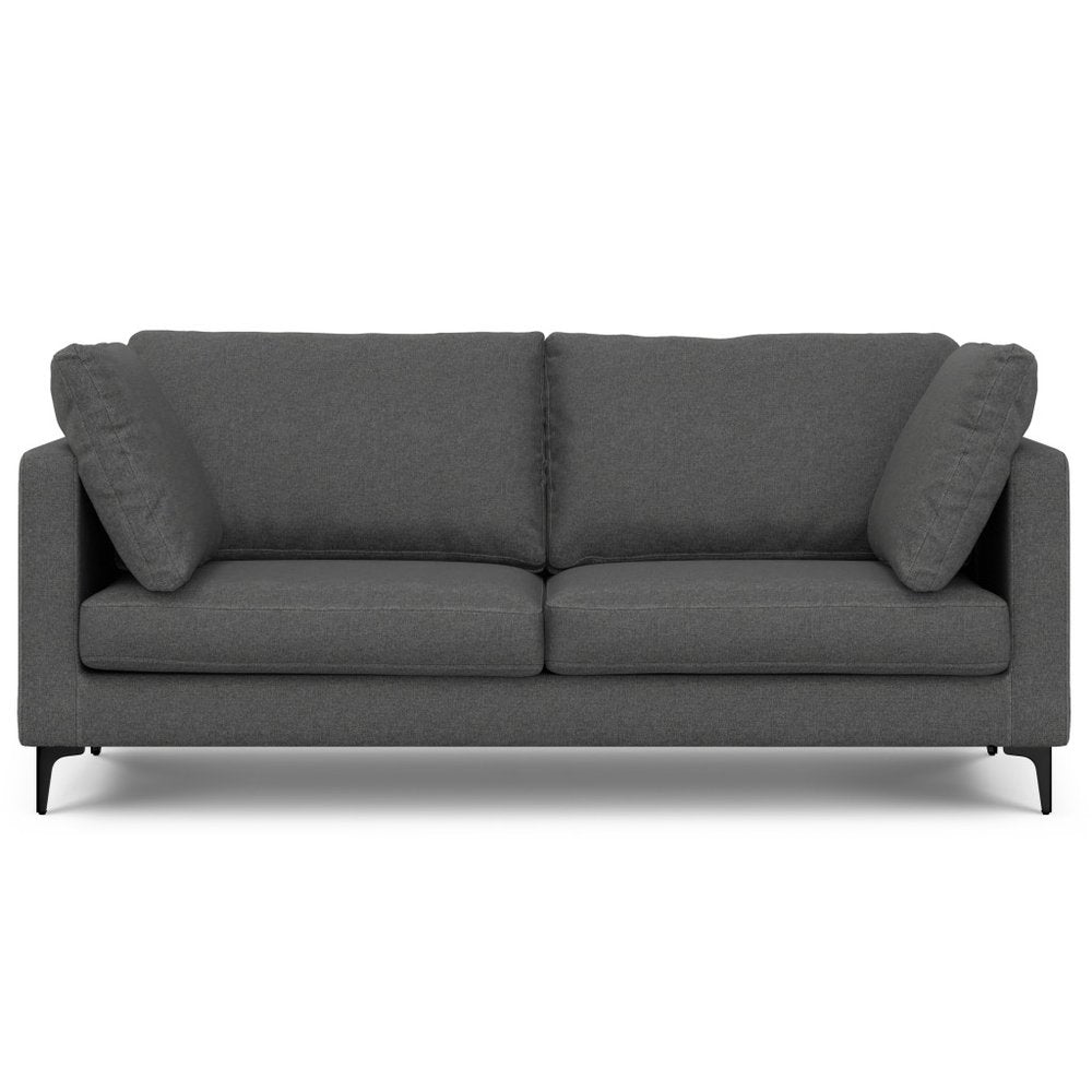 76" Gray Fabric Sofa With Black Legs