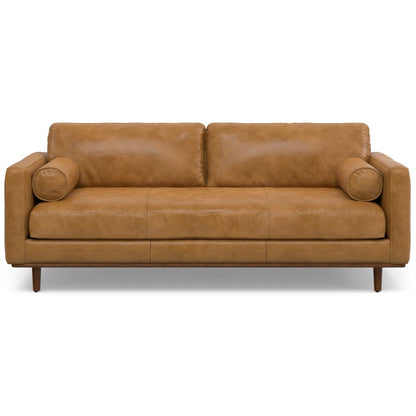 89" Sienna Leather Sofa With Brown Legs