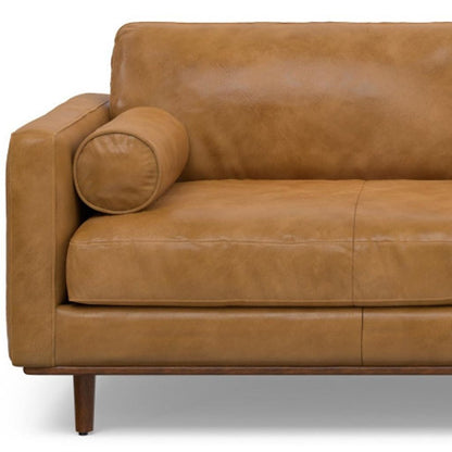 89" Sienna Leather Sofa With Brown Legs