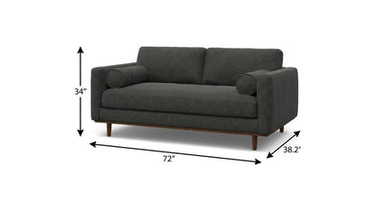 72" Gray Fabric Sofa With Brown Legs