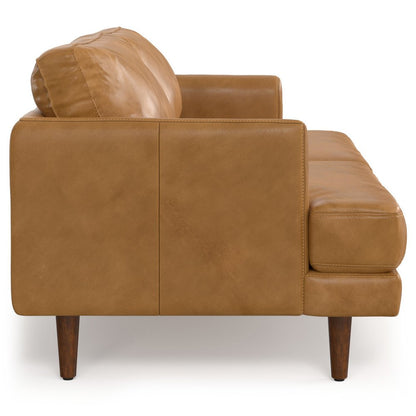 76" Sienna Leather Sofa With Brown Legs