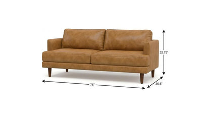 76" Sienna Leather Sofa With Brown Legs