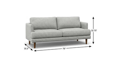 76" Gray Fabric Sofa With Brown Legs