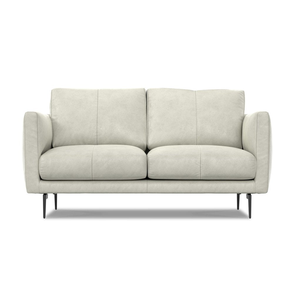 60" Gray and Black Leather Loveseat
