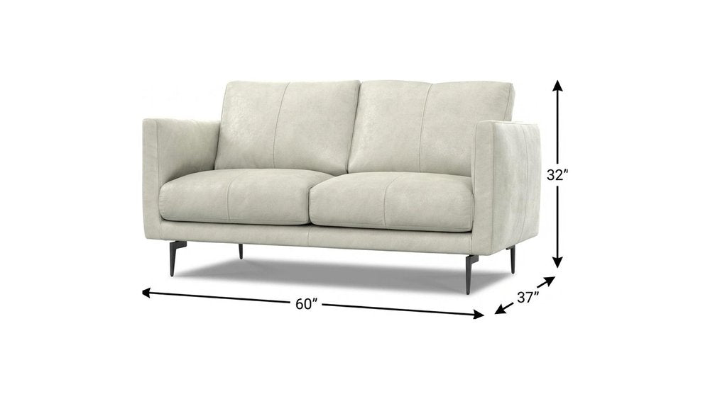 60" Gray and Black Leather Loveseat