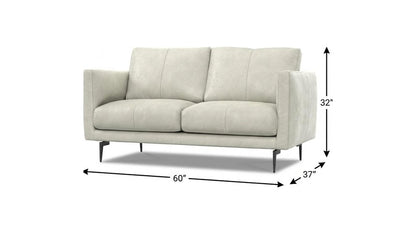 60" Gray and Black Leather Loveseat