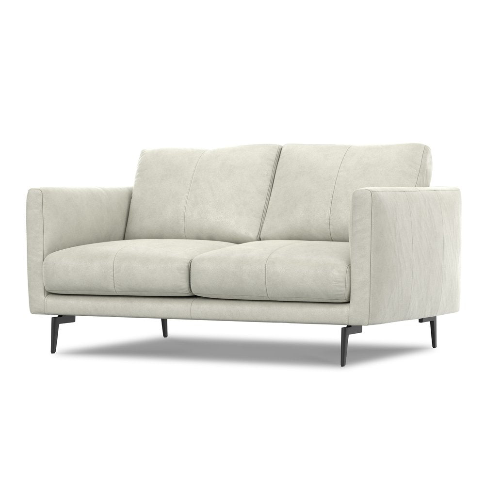 60" Gray and Black Leather Loveseat