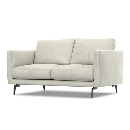 60" Gray and Black Leather Loveseat