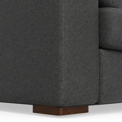 96" Gray Fabric Sofa With Brown Legs