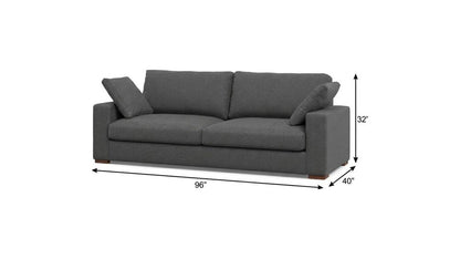 96" Gray Fabric Sofa With Brown Legs