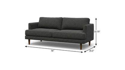 76" Gray Fabric Sofa With Brown Legs