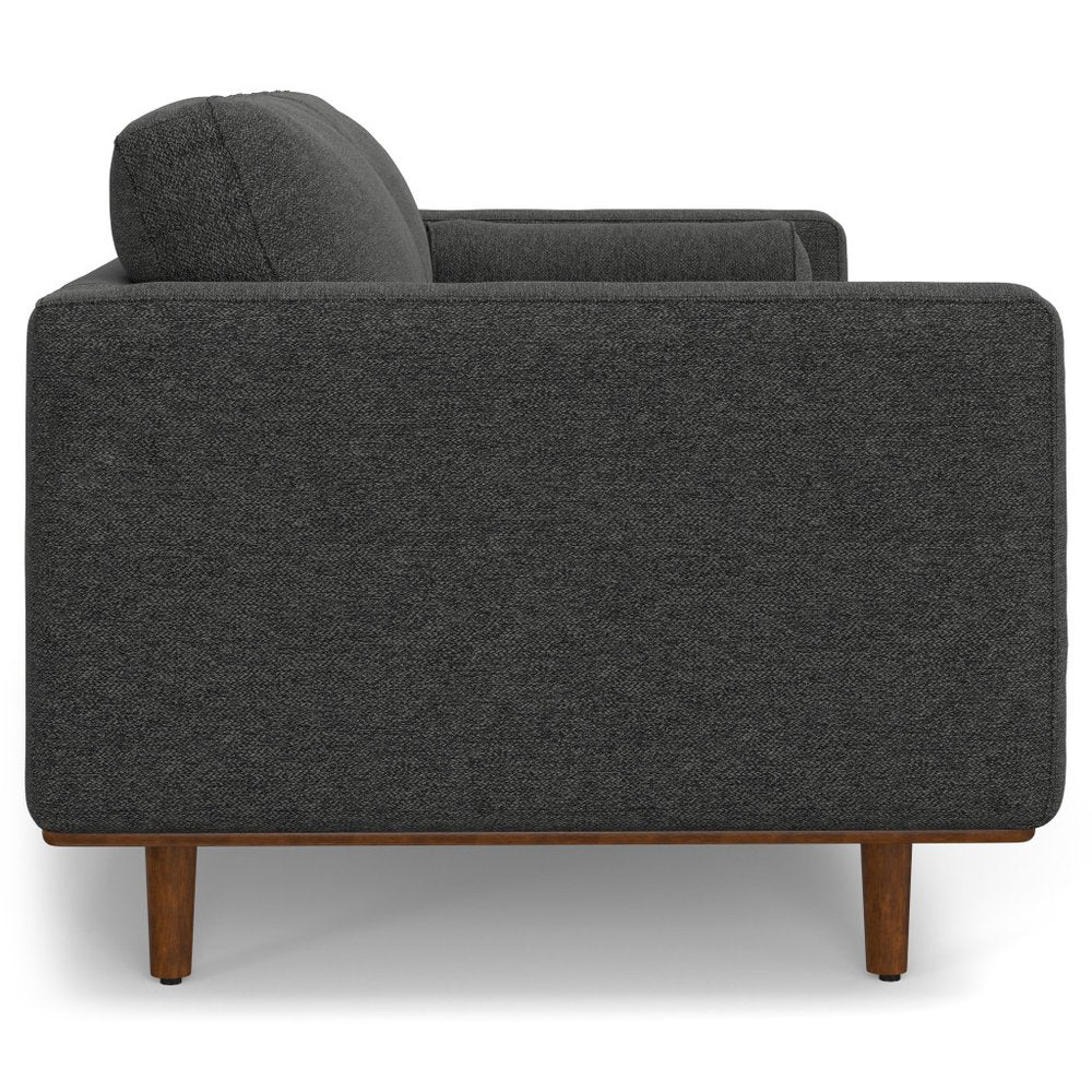 89" Gray Fabric Sofa With Brown Legs