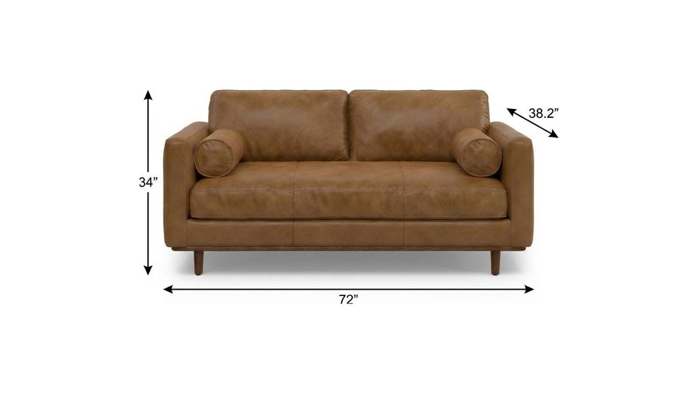 72" Brown Leather Sofa