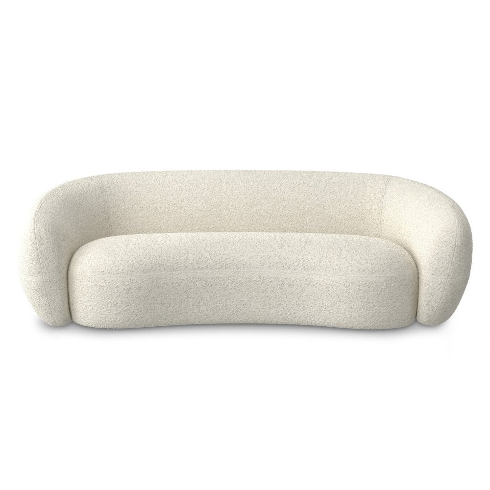 89" Cream Fabric Sofa With Walnut Legs