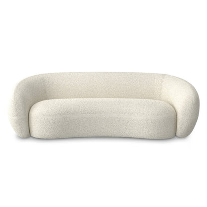 89" Cream Fabric Sofa With Walnut Legs