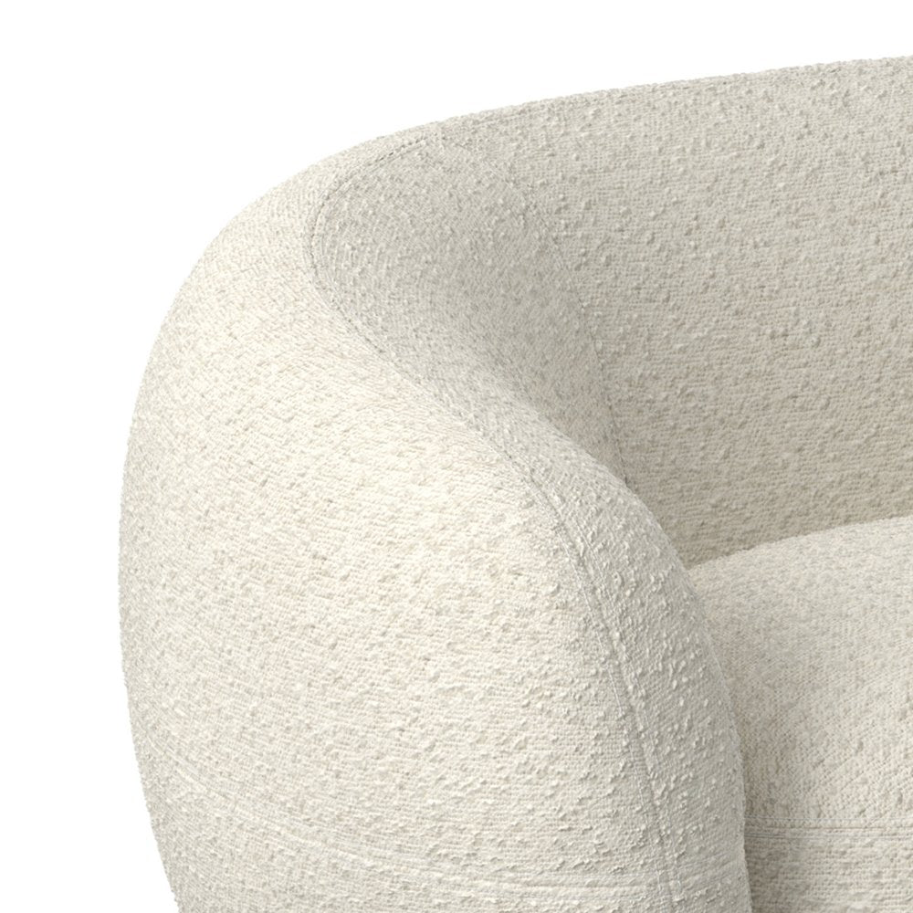 89" Cream Fabric Sofa With Walnut Legs