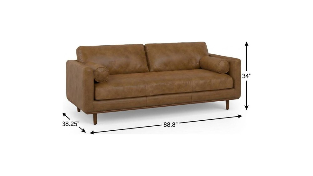 89" Brown Leather Sofa