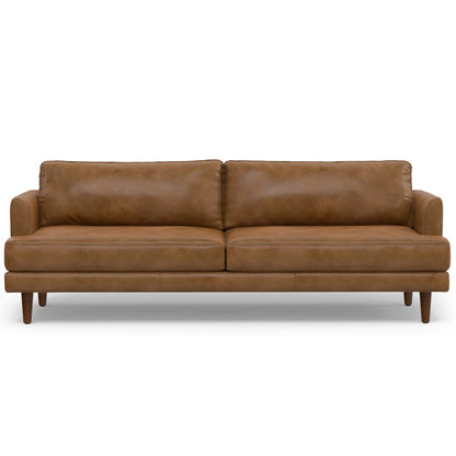 90" Brown Leather Sofa