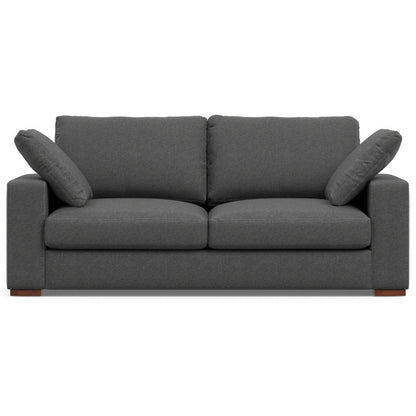78" Gray Fabric Sofa With Brown Legs
