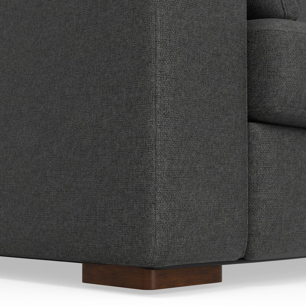 78" Gray Fabric Sofa With Brown Legs