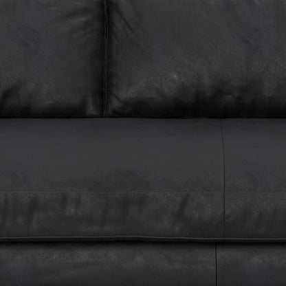 89" Black Leather Sofa With Brown Legs