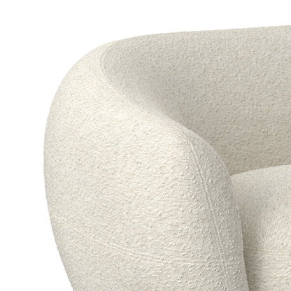 69" Cream and Walnut Boucle Curved Loveseat