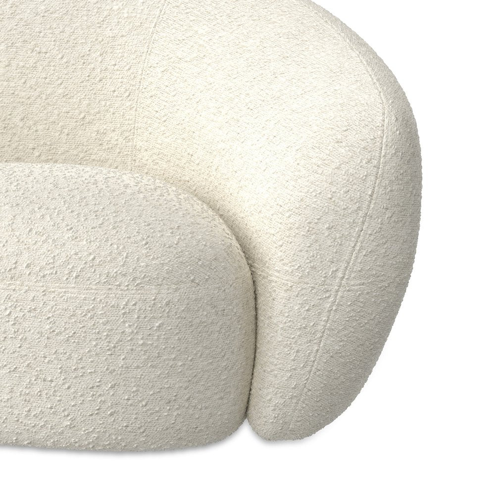69" Cream and Walnut Boucle Curved Loveseat