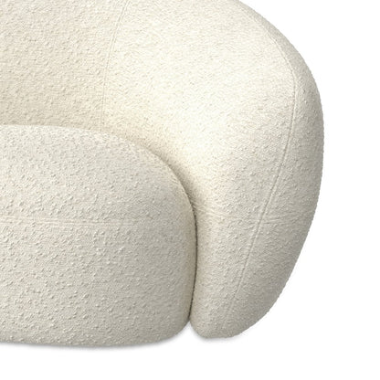 69" Cream and Walnut Boucle Curved Loveseat