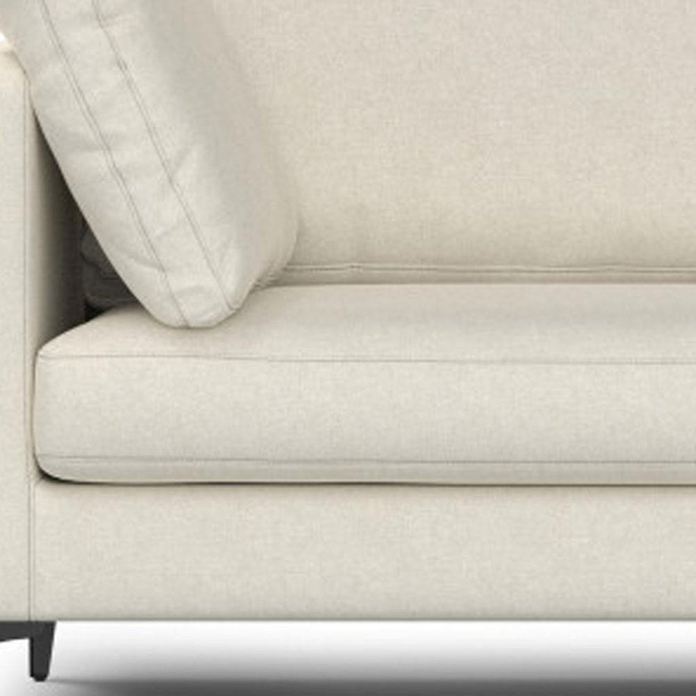 90" Cream Fabric Sofa With Black Legs