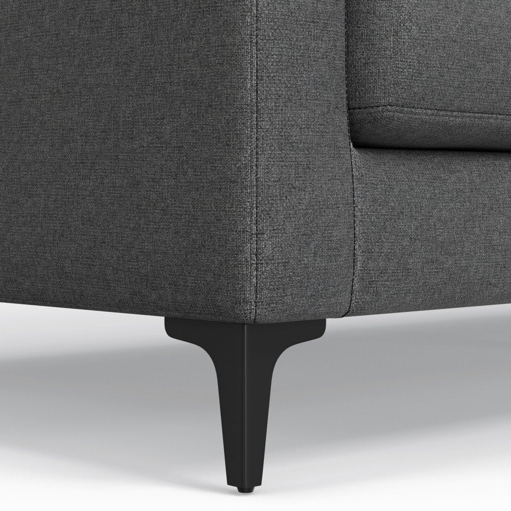 90" Gray Fabric Sofa With Black Legs