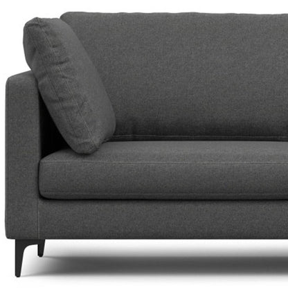 90" Gray Fabric Sofa With Black Legs