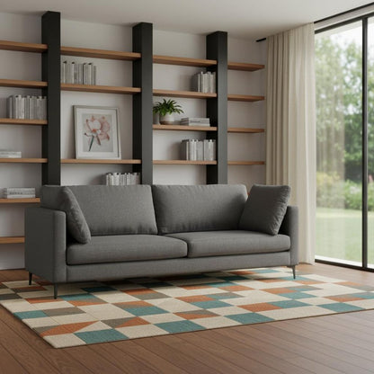 90" Gray Fabric Sofa With Black Legs