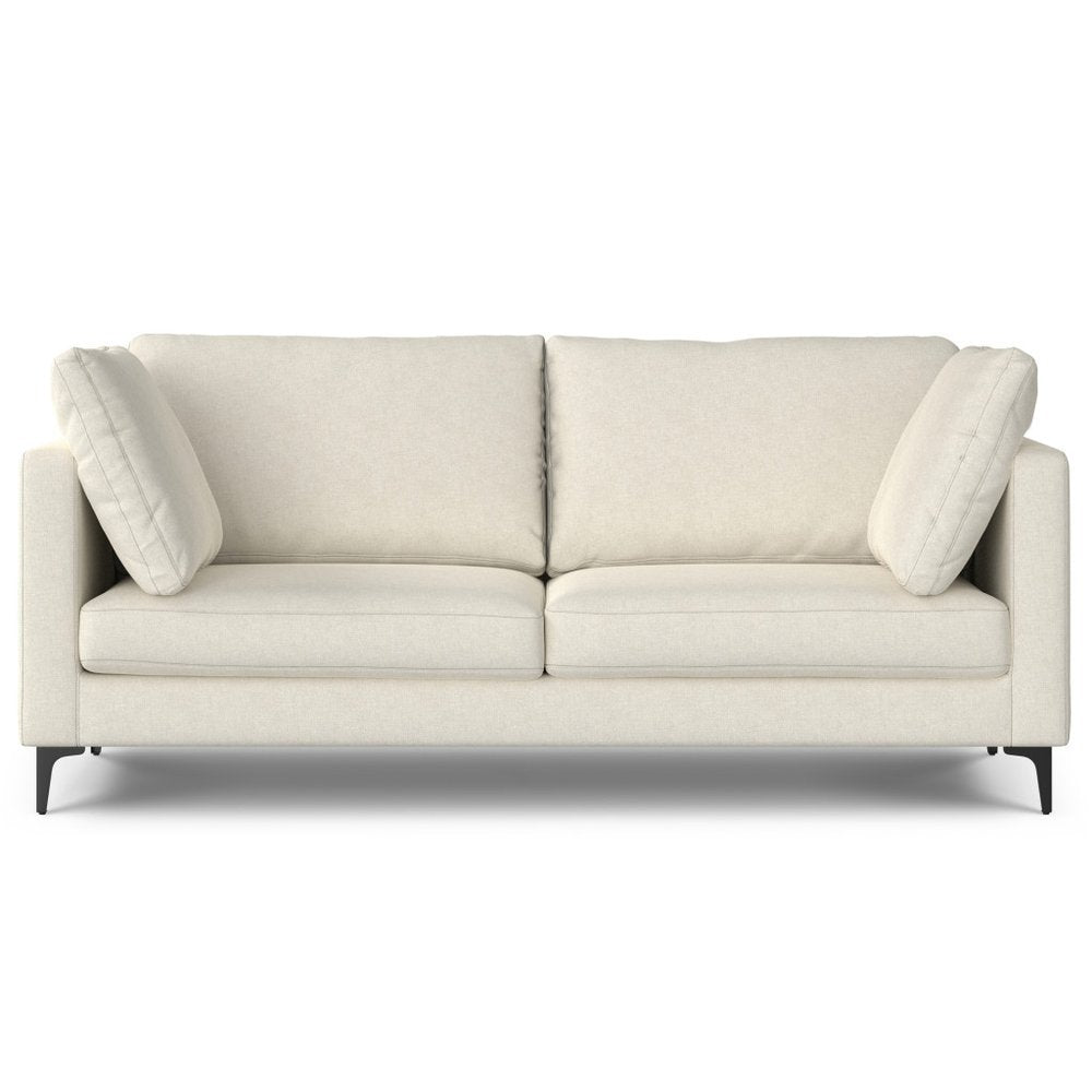 76" Cream Fabric Sofa With Black Legs