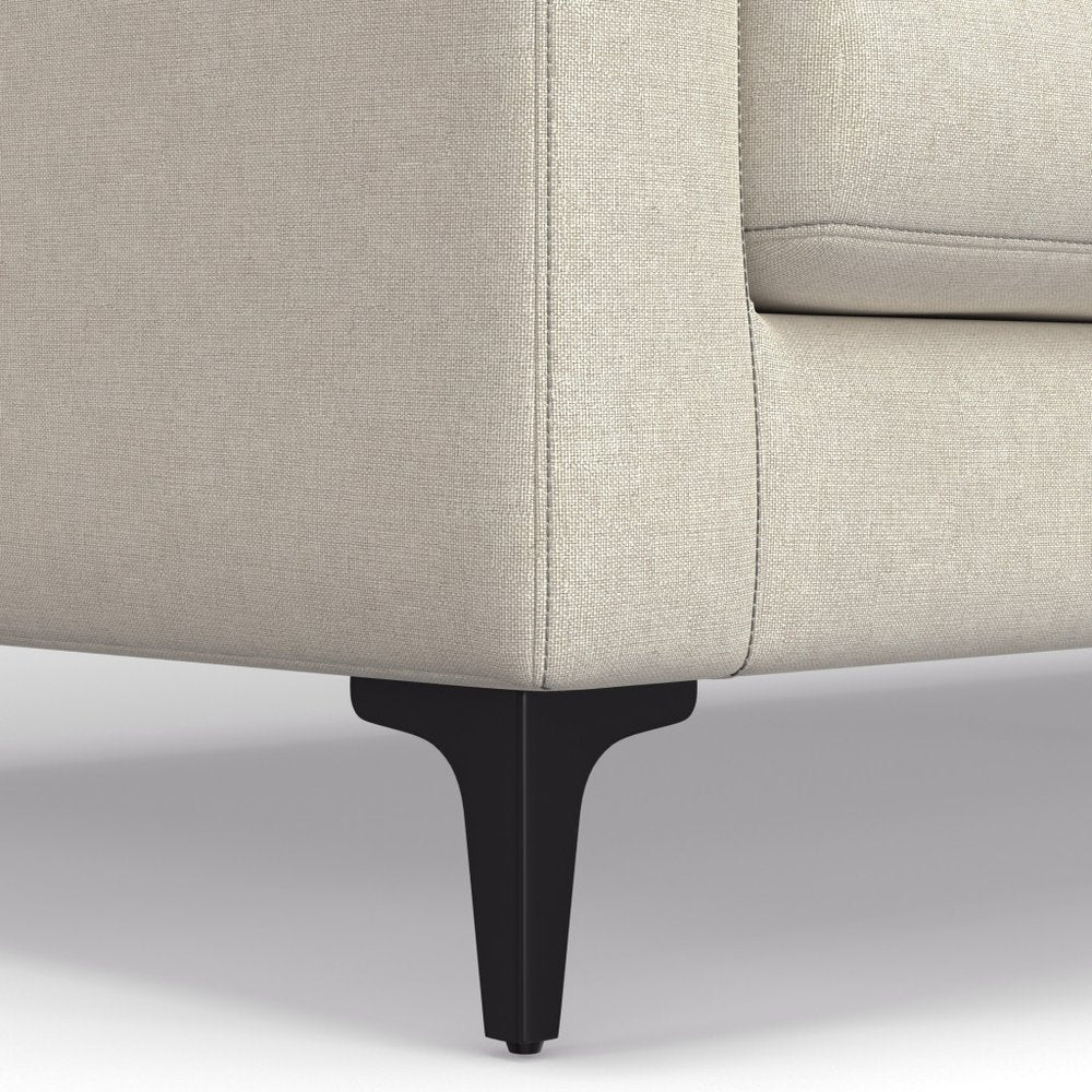 76" Cream Fabric Sofa With Black Legs