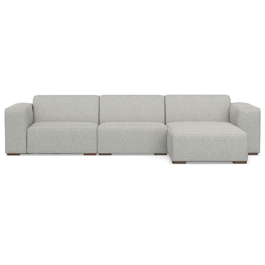 122" Gray Fabric Modular Sofa With Brown Legs