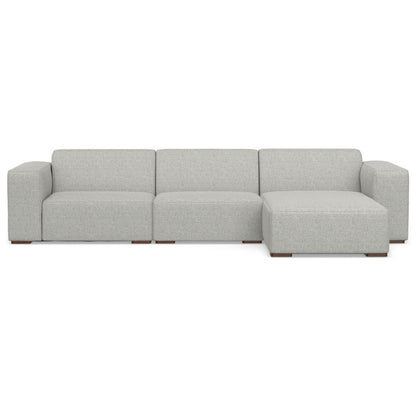 122" Gray Fabric Modular Sofa With Brown Legs