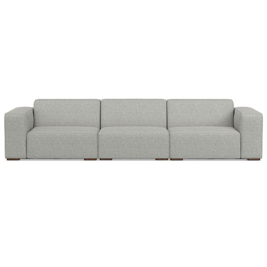 122" Gray Fabric Modular Sofa With Brown Legs