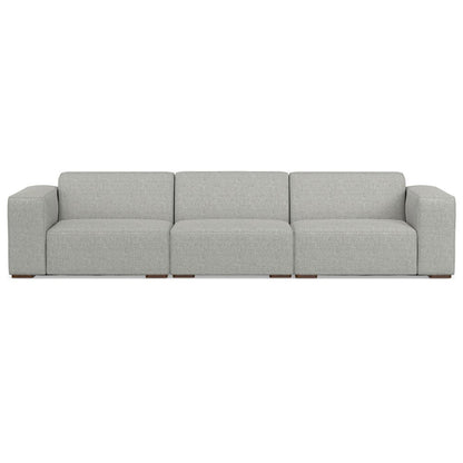 122" Gray Fabric Modular Sofa With Brown Legs