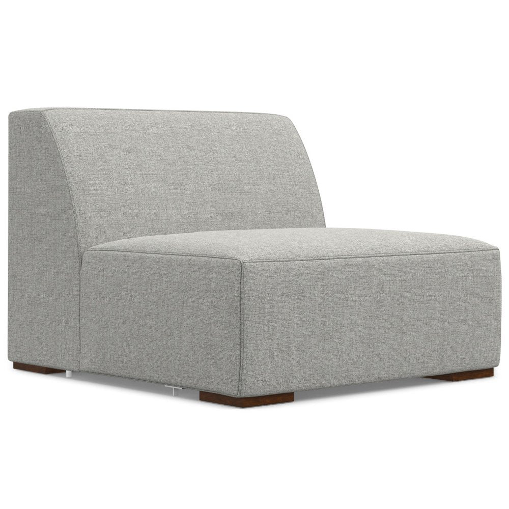 122" Gray Fabric Modular Sofa With Brown Legs