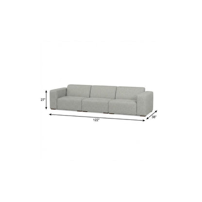 122" Gray Fabric Modular Sofa With Brown Legs