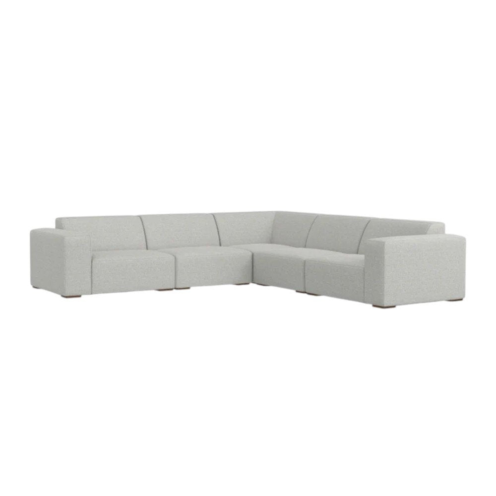 116" Gray Fabric Modular Sofa With Brown Legs