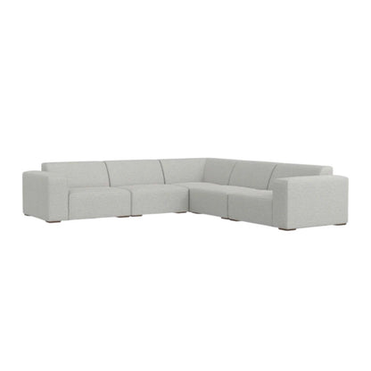 116" Gray Fabric Modular Sofa With Brown Legs