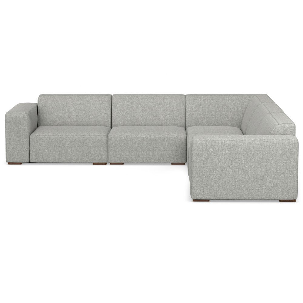 116" Gray Fabric Modular Sofa With Brown Legs