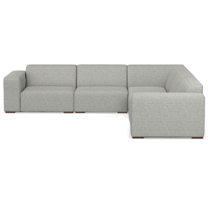 116" Gray Fabric Modular Sofa With Brown Legs