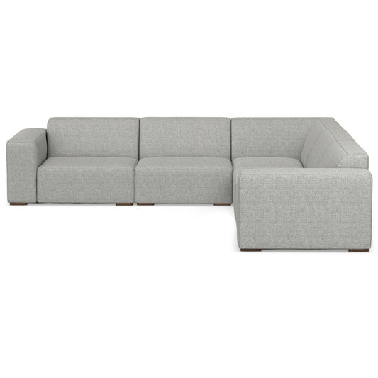 116" Gray Fabric Modular Sofa With Brown Legs