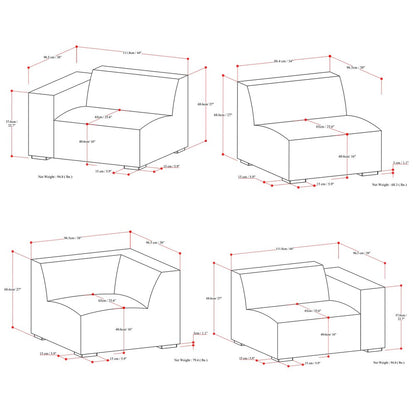 116" Gray Fabric Modular Sofa With Brown Legs
